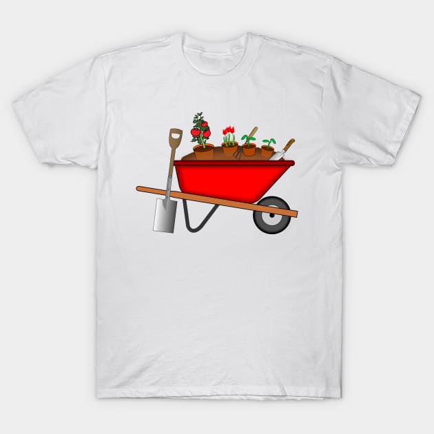 Red Wheelbarrow T-Shirt by NiftyGaloot